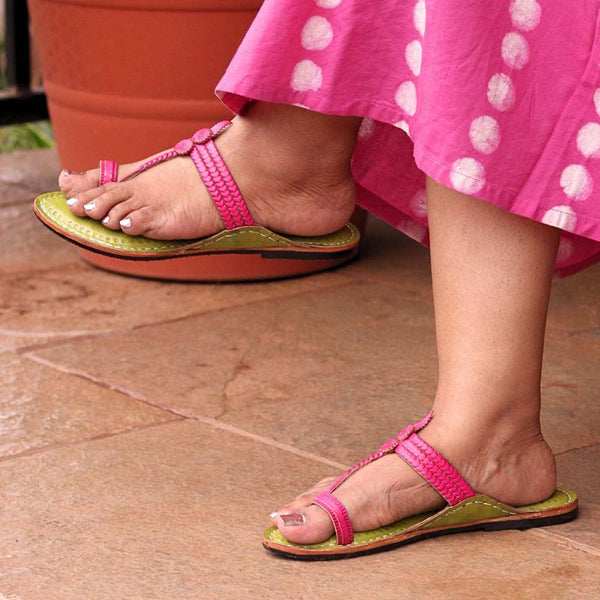 Women’s 3 Veni Wali Kolhapuri pink sandal handmade