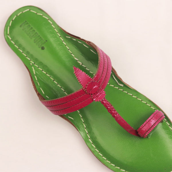Green & Pink Harmony – Women’s Colorburst Kolhapuri Chappal
