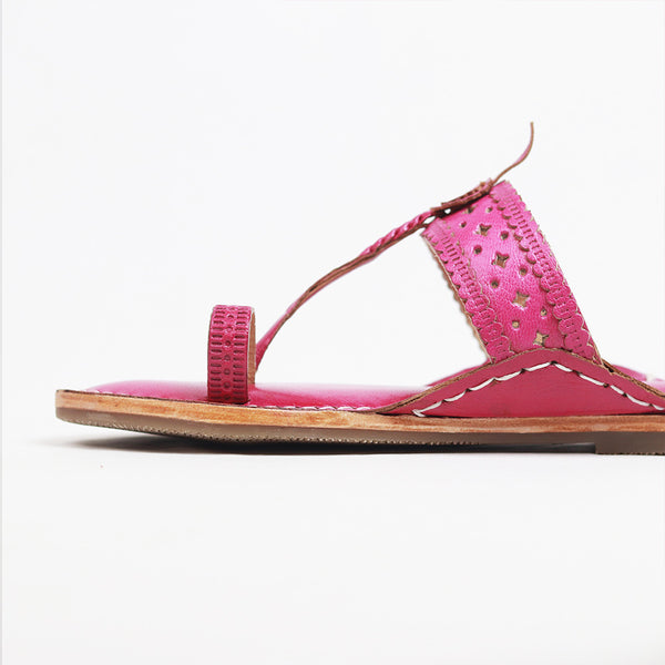 Pink Floral Delight – Women’s Colorburst Kolhapuri Chappal