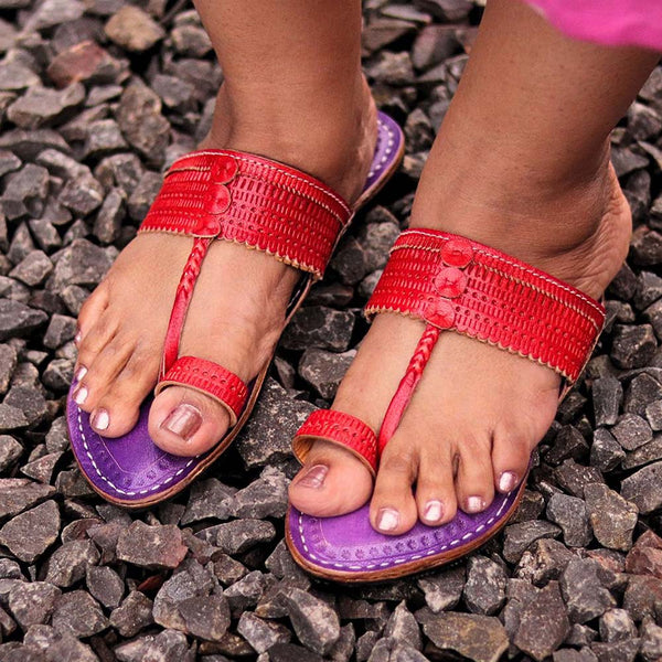 Jambhli Embossed Kapshi Kolhapuri women’s handcrafted chappal