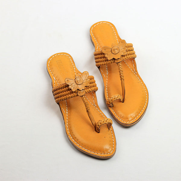 Braided Orange Floral – Women’s Colorburst Kolhapuri Chappal