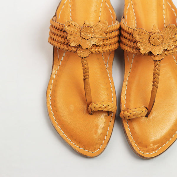 Braided Orange Floral – Women’s Colorburst Kolhapuri Chappal