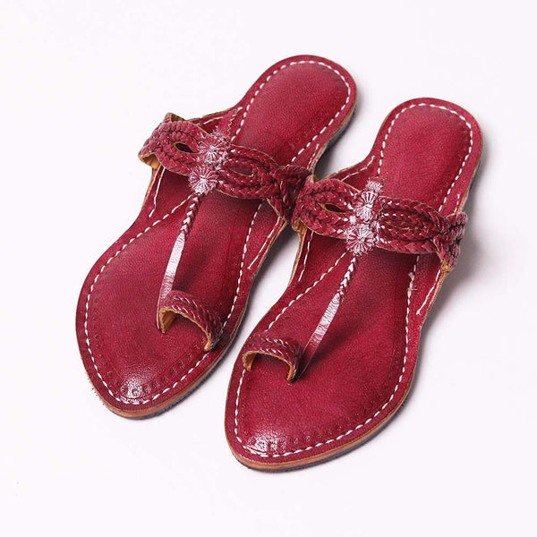 Cross Veni Kolhapuri handmade women’s leather chappal