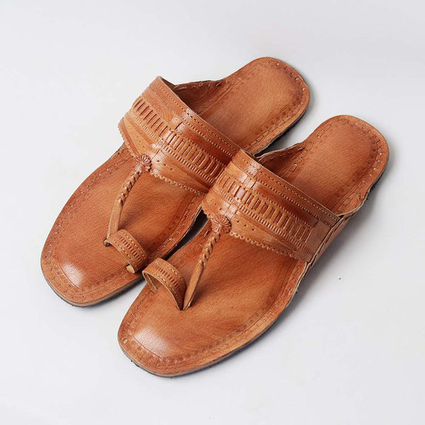 Natural T-Strap Kolhapuri – Women’s Handmade Leather Sandal