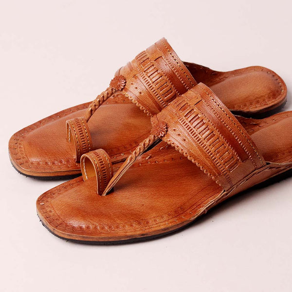 Natural T-Strap Kolhapuri – Women’s Handmade Leather Sandal
