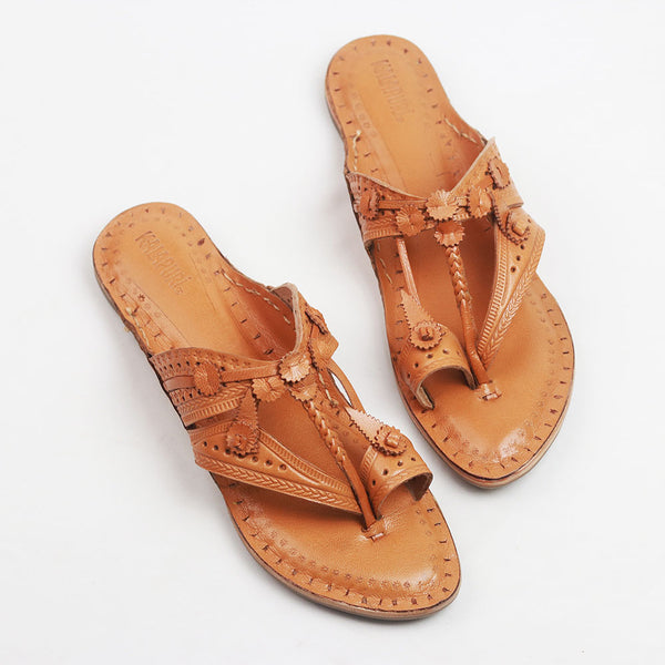 Timeless Beauty – Women’s Heritage Brown Kolhapuri Chappal