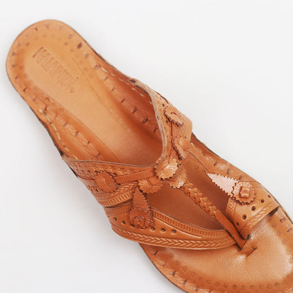Timeless Beauty – Women’s Heritage Brown Kolhapuri Chappal