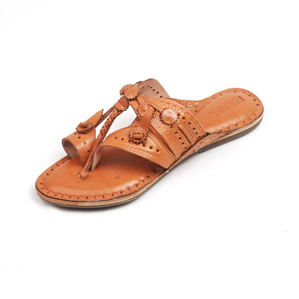 Timeless Beauty – Women’s Heritage Brown Kolhapuri Chappal