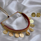 Combo of Coins Embedded Gadi Thushi and Maharashtrian Coin Pendant Necklace With Powla Beads