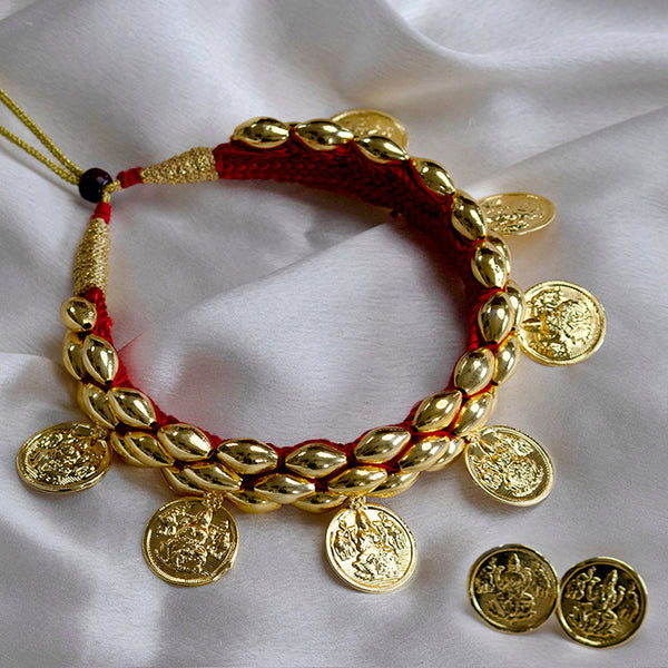 Combo of Coins Embedded Bormaal Thushi and Gold Maharashtrian Coin Pendant Necklace