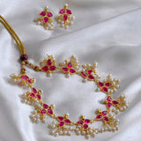 Pink Moti Necklace Set