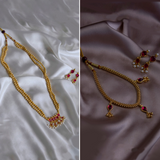 Combo of Traditional Tanmani Set and Golden Plated Thushi Necklace With Triple Panadis