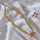 Combo of Traditional Tanmani Set and Golden Plated Thushi Necklace With Triple Panadis