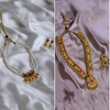 Combo of Maroon And Green Stone Tanmani Set and Traditional Gold Plated Kolhapuri Saaj Necklace