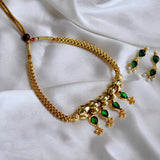 Combo of Thushi With Bormaal Set and Gold Plated Black And Gold Crystal Mangalsutra