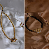 Combo of Javmani With Tanmani Set and Tanmani Style Black Beads Mangalsutra