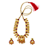 Gold Plated Maroon Stone-Studded Necklace