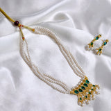 Combo of Green Pendant Tanmani With Pearls and Multi Coloured Thushi Necklace