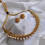 Combo of Classic Thushi Pearl Choker and Chandramukhi Red Mani Pendant Mangalsutra