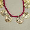 Traditional Kolhapuri necklace with goddess Lakshmi coins and intricate design.