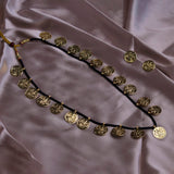 Mahalaxmi Coin Necklace With Black Dori