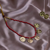 Red Beaded Traditional Kolhapuri Necklace