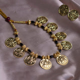 Black and Javmani Mani Thushi Necklace with Mahalaxmi Coin