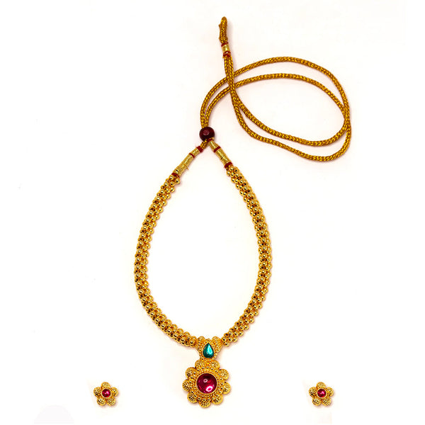 Golden Kolhapuri Traditional Thushi Necklace