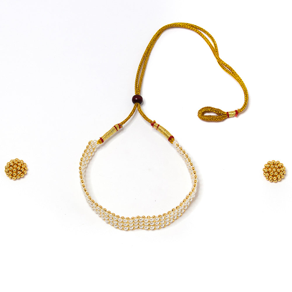 Shining Jewel Multistrand Traditional Pearl Choker Necklace – Kalapuri