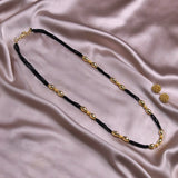 Combo of Thushi With Bormaal Set and Gold Plated Black And Gold Crystal Mangalsutra