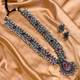 Oxidized Silver Heritage Saaj Necklace