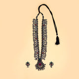 Oxidized Silver Heritage Saaj Necklace