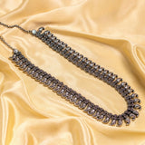 Ethereal Essence Oxidized Silver Long Herem Kolhapuri Necklace