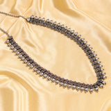 Midnight Serenade Oxidized Silver Long Herem Kolhapuri Necklace