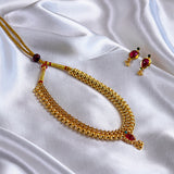 Classic Gold-Plated Kolhapuri Moti Thushi with Matching Earrings