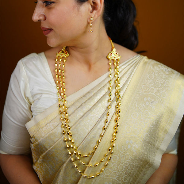 Majestic Three Line Gahu Maal Necklace