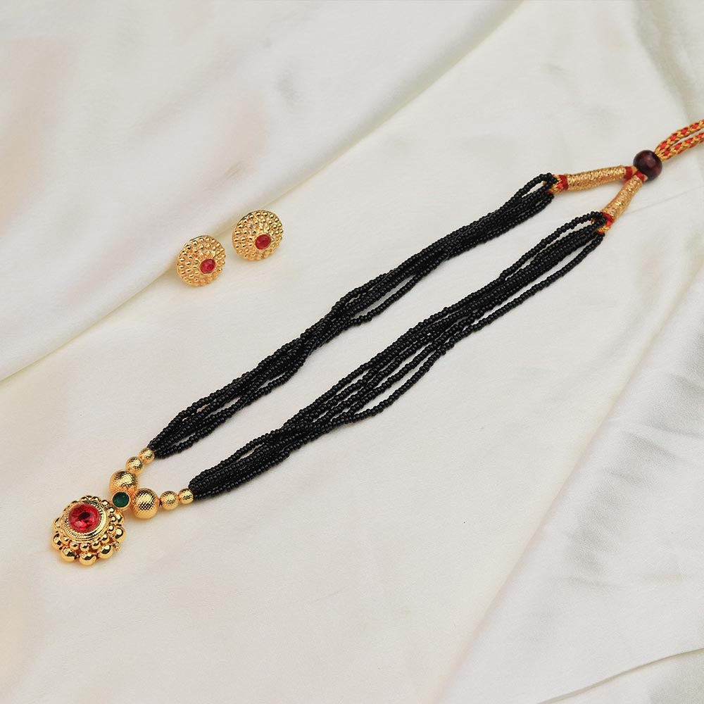 Traditional Maharashtrian Kolhapuri Mangalsutra - Classic Double Chain - view 3