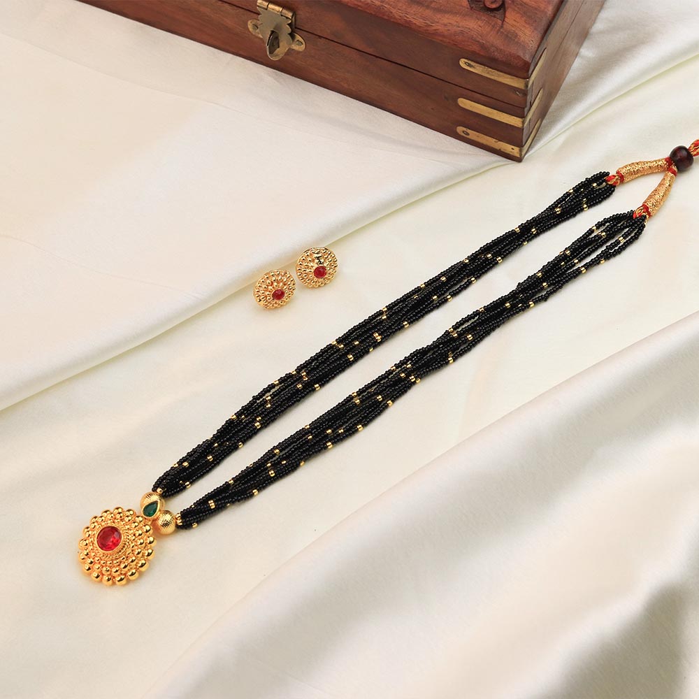 Traditional Maharashtrian Kolhapuri Mangalsutra - Multi Line Gold Bead