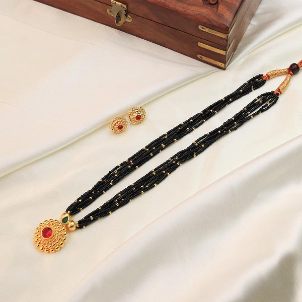 Multi-Line Gold Bead Necklace