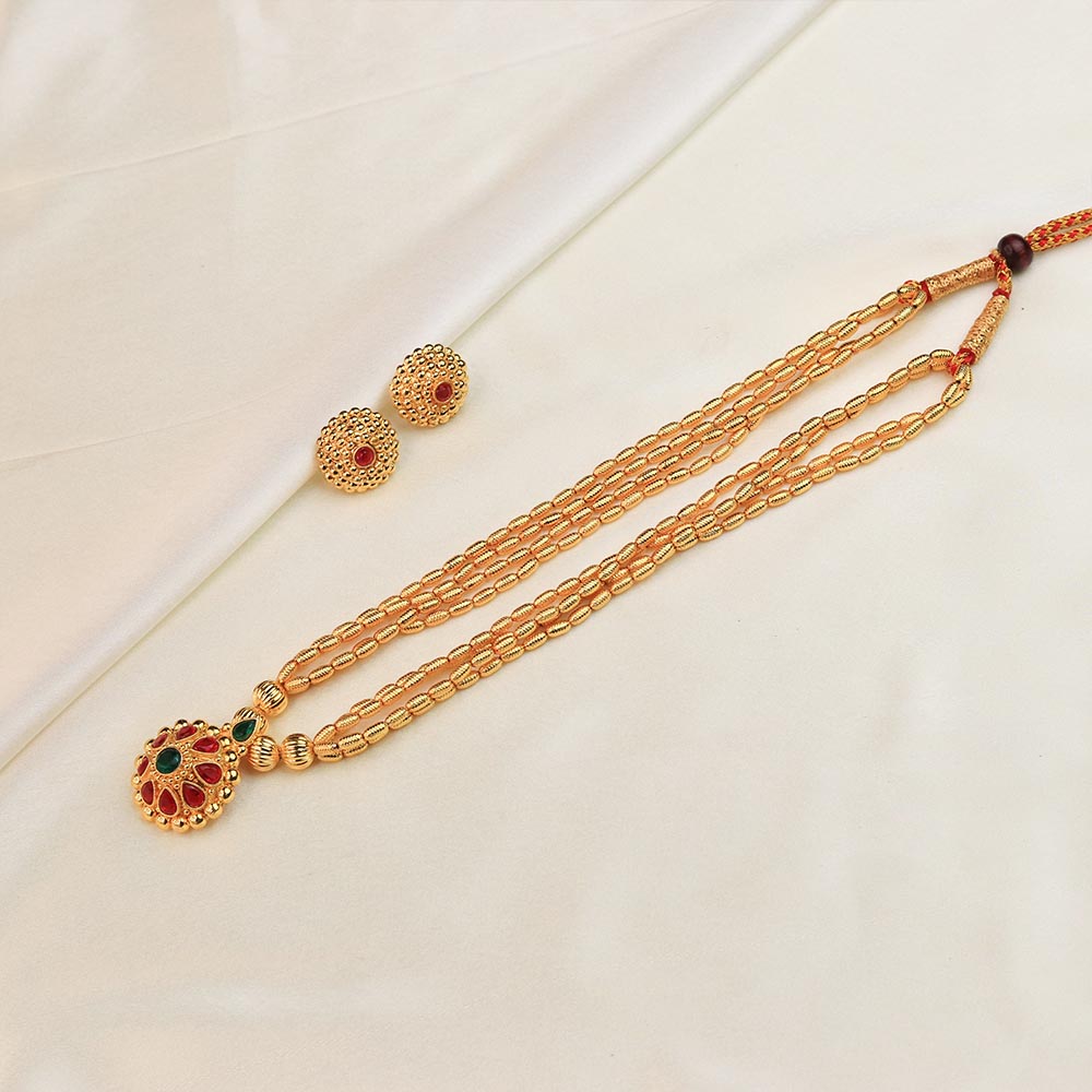 Kolhapuri Gahu Mani Pote - Oval Bead Long Haar - view 3