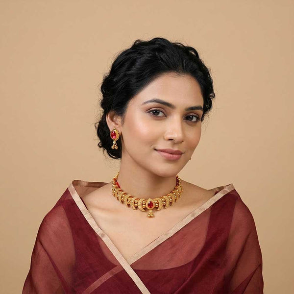 Kolhapuri Antique Leaf Design Choker Set