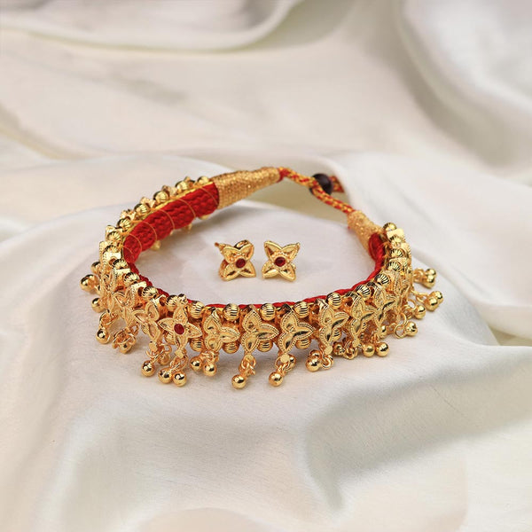 Kolhapuri Pearl Temple Statement Choker Set