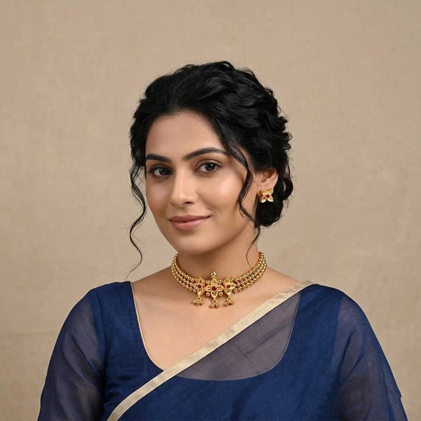 Kolhapuri Gold Bead Designer Necklace