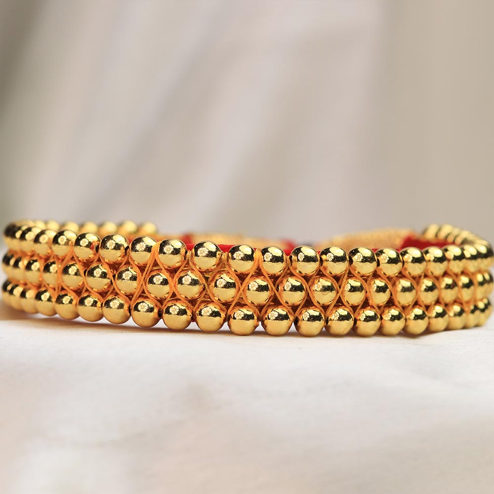 Traditional Maharashtrian Kolhapuri Gadi Tik - Black Bead Designer - view 4