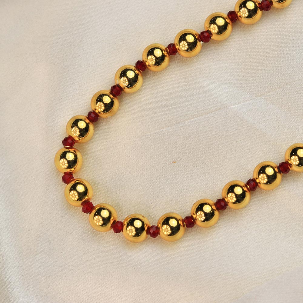 Traditional Maharashtrian Kolhapuri Gol Mala - Simple Gold Bead Chain - view 4