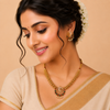 Peacock Pearl Temple Necklace