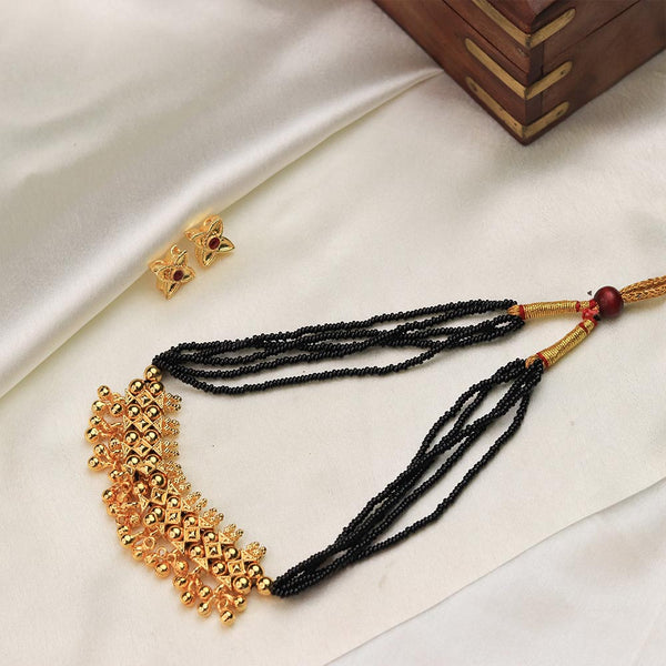 Designer Temple Black Bead Necklace