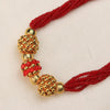 Red Multi-Strand Beaded Gold Necklace