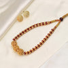 Gold Bead Necklace with Red Accents