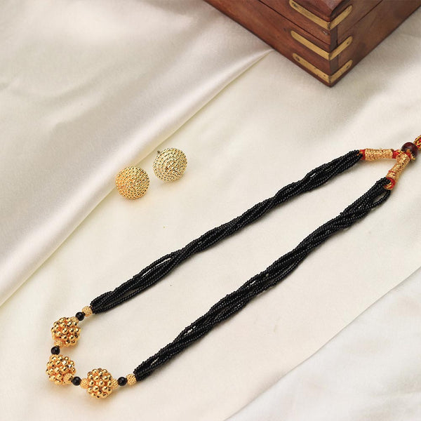 Black Beaded Gold Necklace